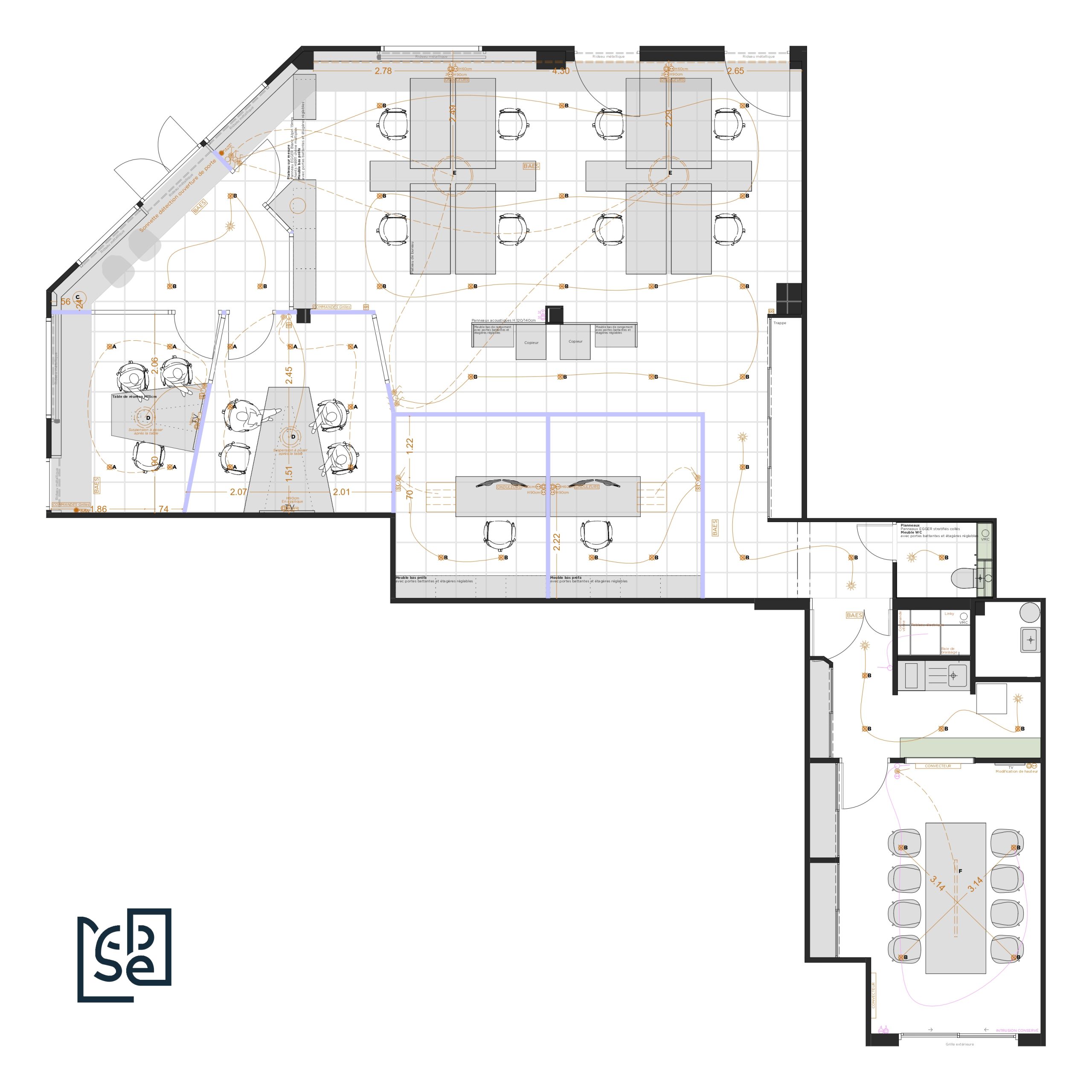 Plan général du projet de rénovation de bureaux